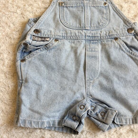 Y2K Little Arizona Jean Co Size 12 Month Overalls Shorts Light Wash Blue Denim - Picture 3 of 10